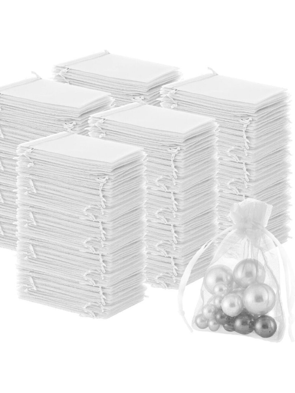 1000 Pcs White Organza Gift Bags 4x6 Inch Bulk Mesh Favor Pouches for Weddings